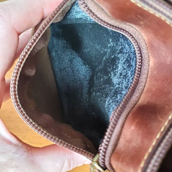 Roots Small Brown Leather Shoulder Purse Casual Wallet Canada Distressed Bag - Picture 6 of 8